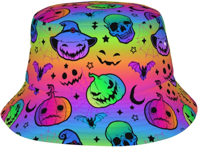 YFBXHSN Cartoon Pumpkin Halloween Bucket Hat Pumpkin Hat Ghost Cap Outdoor for Men Women Beach, Golf, Fishing Hat - Image 1